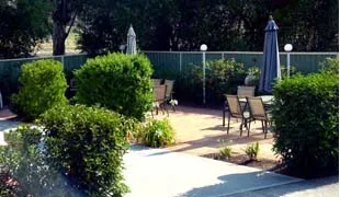 The motel's landscaped garden